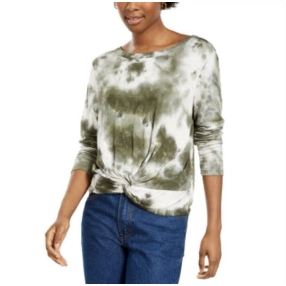 NWT Hooked Up Tie Dye Twist Front Long Sleeve Top Sz Large A082